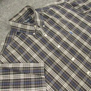 Polo Ralph Lauren Shirt Mens‎ Extra Large Black Plaid Short Sleeve Blaire